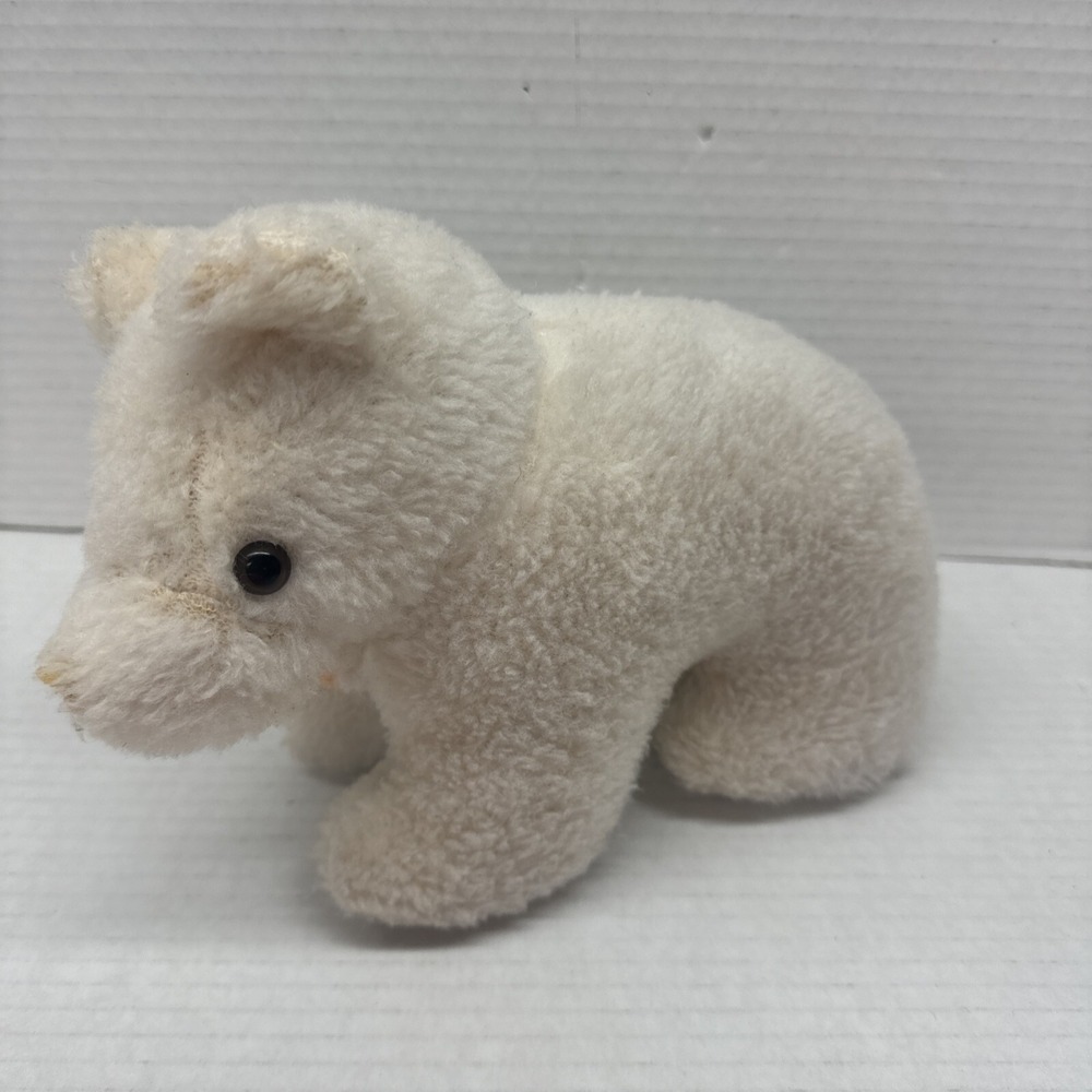 Vintage Yoski Pet White Polar Bear  Stuffed Animal 9" Plush Made in Japan Toy